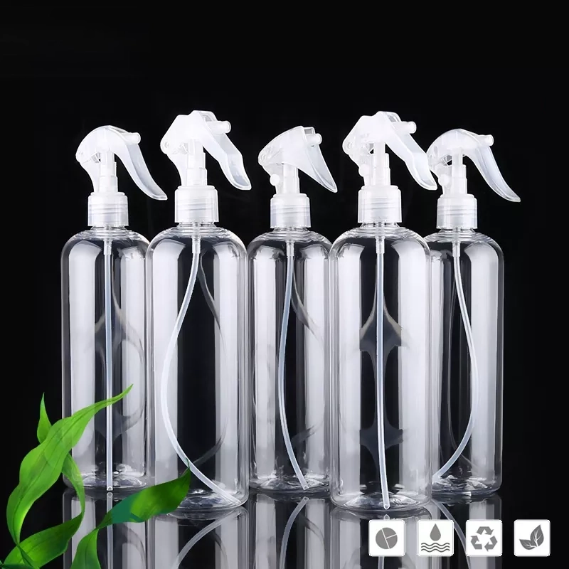 500 ml PET-Sprühflasche aus rundem, transparentem Kunststoff